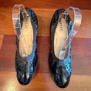 ANYI LU Heels Brown Leather Embossed Crocodile Italy, Size 42.5, Size 10